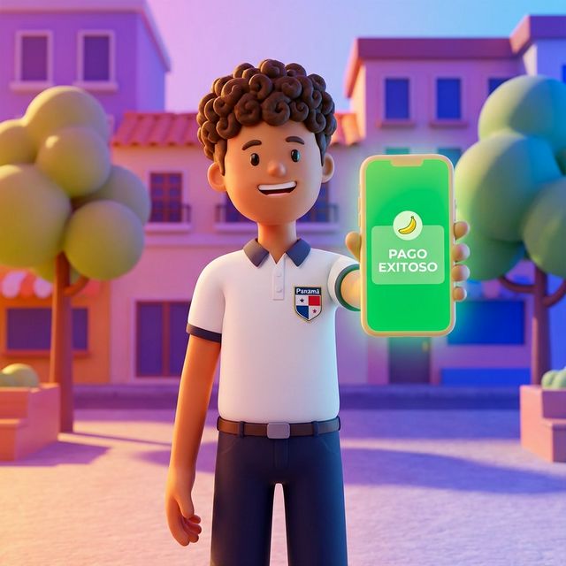 Estudiante panameño feliz recibiendo notificación de pago PASE-U digital en su celular