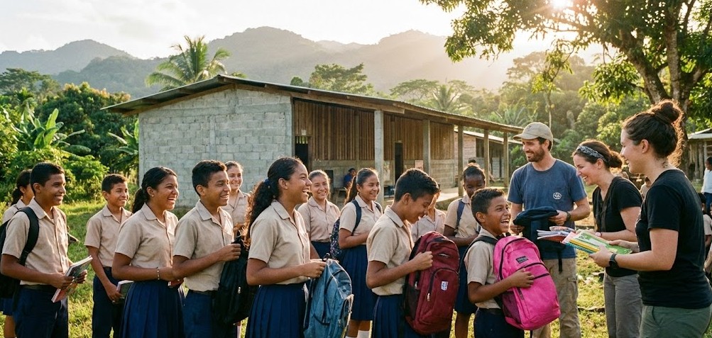 Estudiantes panameños de escuelas oficiales recibiendo apoyo educativo del PASE-U